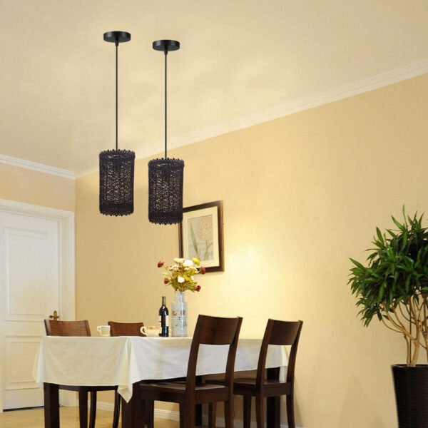 Modern Pendant Lights Rattan Wicker Basket Ceiling Pendant Living Room Lighting - Image 6