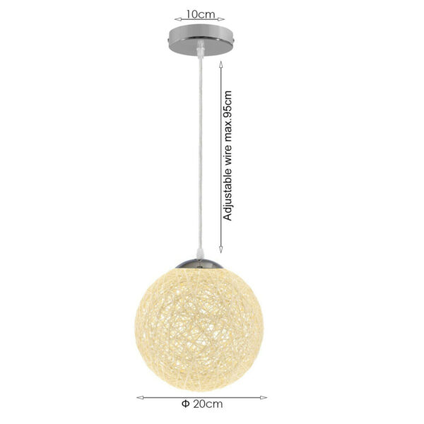 Modern Round Woven Rattan Vine Ball Vintage Ceiling Pendant Light Chandelier UK - Image 2