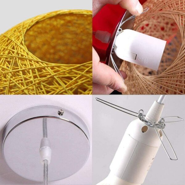 Modern Round Woven Rattan Vine Ball Vintage Ceiling Pendant Light Chandelier UK - Image 3