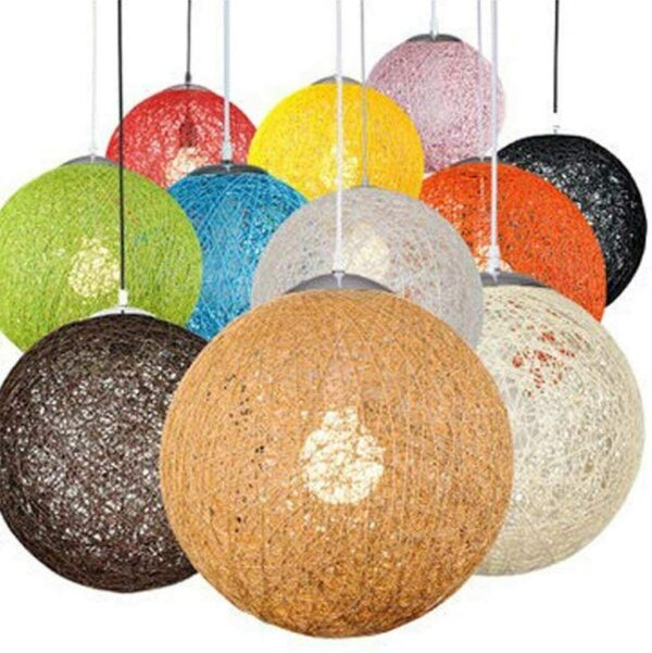 Modern Round Woven Rattan Vine Ball Vintage Ceiling Pendant Light Chandelier UK - Image 6