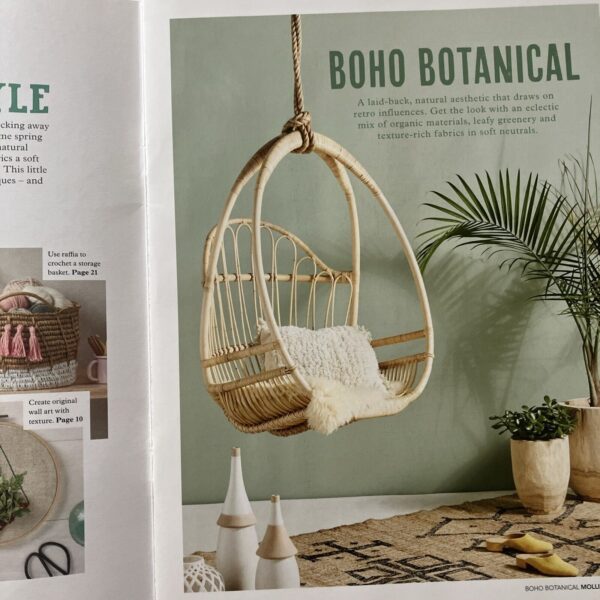 Mollie Makes Boho Botanical Runner Plant Embroidery Raffia Basket Plant Stand - Image 3