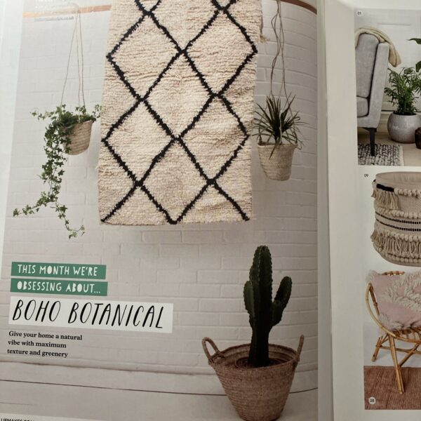 Mollie Makes Boho Botanical Runner Plant Embroidery Raffia Basket Plant Stand - Image 4