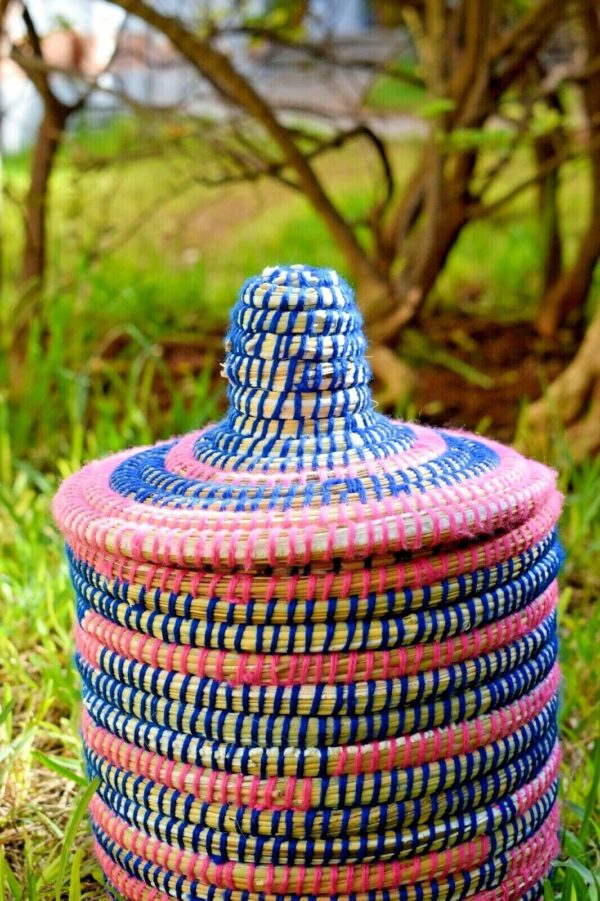 Moroccan handmade berber storage basket with a lid, Moroccan box, boho decor - Image 3