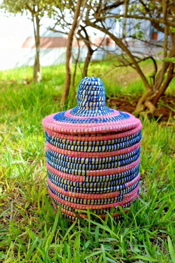 Moroccan handmade berber storage basket with a lid, Moroccan box, boho decor - Image 6