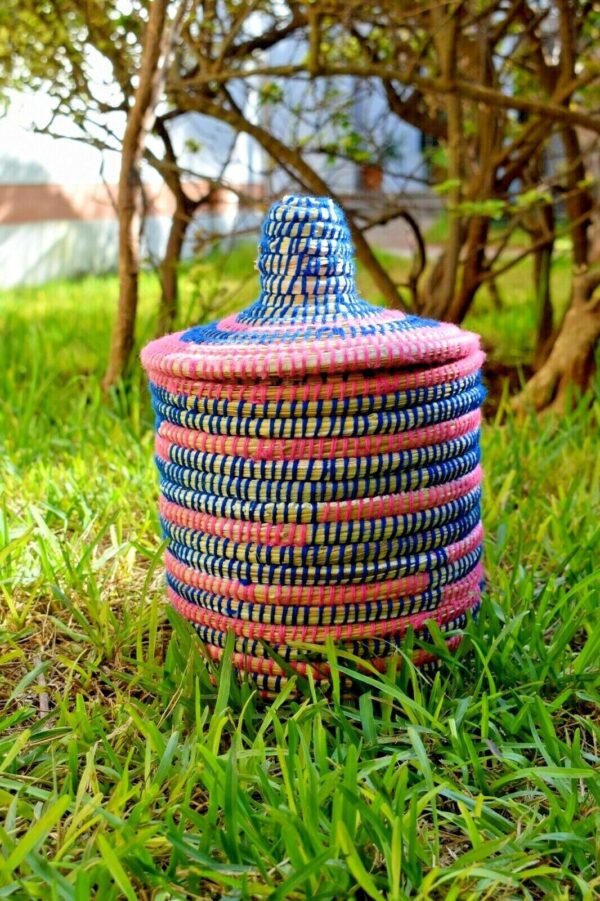 Moroccan handmade berber storage basket with a lid, Moroccan box, boho decor