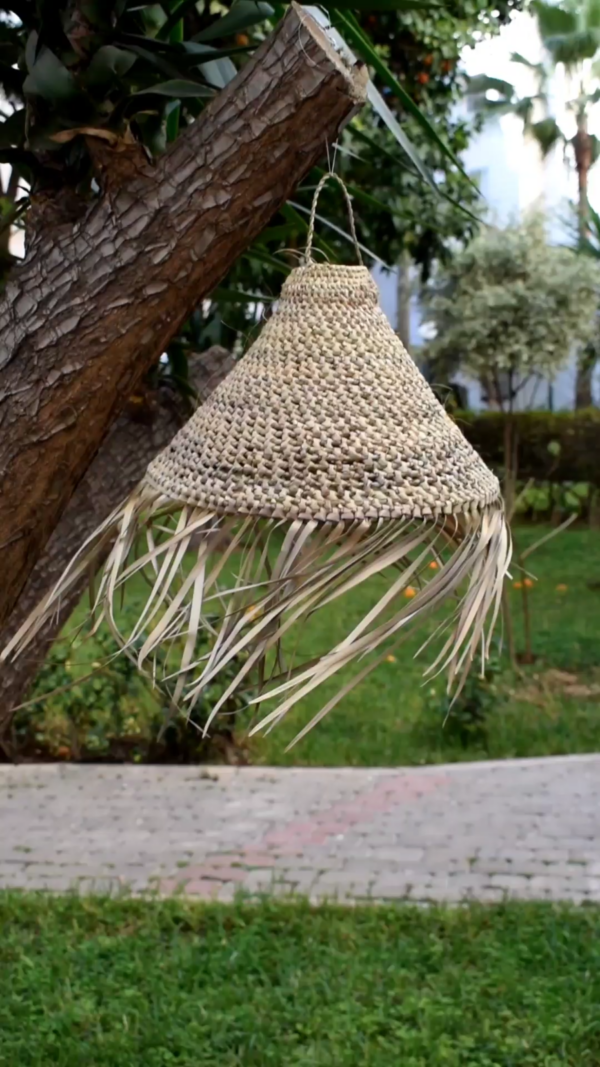 Moroccan pendant lamp, Conical lamp Wicker lampshade, Rattan lamp shade - Image 2