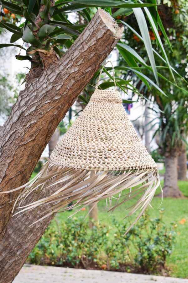 Moroccan pendant lamp, Conical lamp Wicker lampshade, Rattan lamp shade