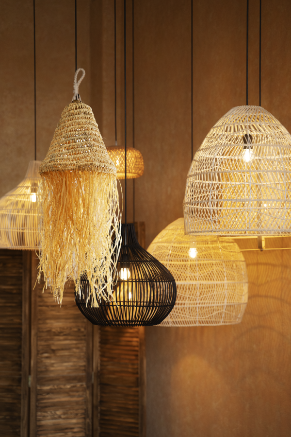 Moroccan pendant light straw and raffia, straw lampshade, raffia lamp Handmade - Image 2