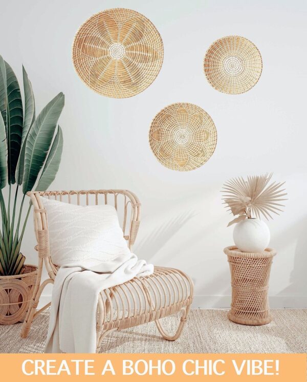 MY BOHO BABE Set of 3 Handmade Woven Seagrass Wall Baskets, Boho Decor, Multi... - Image 2