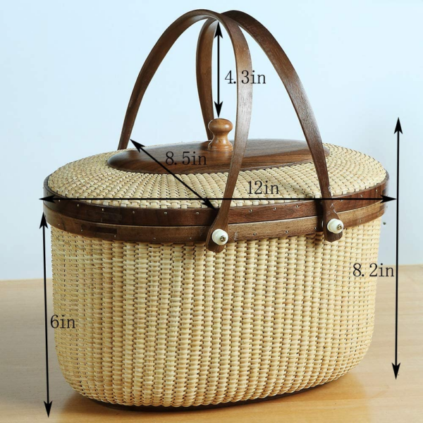 Nantucket Basket Picnic Basket Rattan Handmade Products Woven Sewing Kit Storage - Image 4