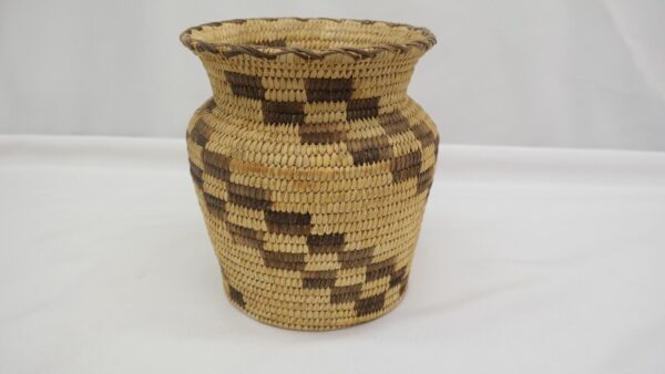 Native American Style Coiled Woven Basket Vase 7 1/2" VY - Image 3