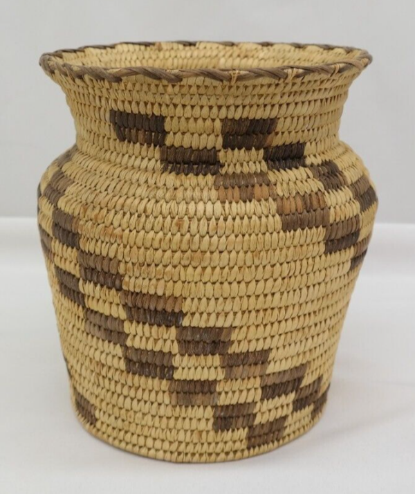 Native American Style Coiled Woven Basket Vase 7 1/2" VY