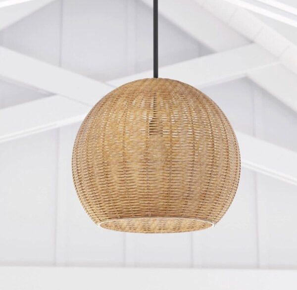 Natural 16" Ceiling Lamp Chandelier Wicker Rattan Woven Pendant Light Fixture