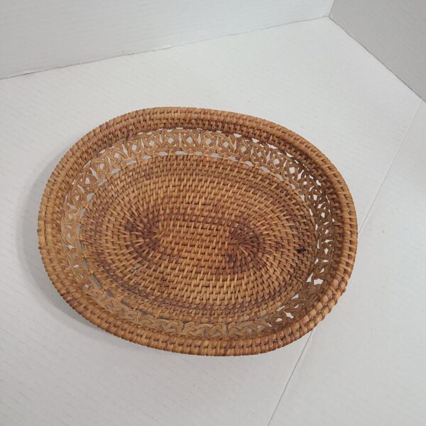 Natural Coiled Woven Boho Chic Rattan Irish Braided Detail Basket - Image 2