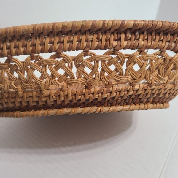 Natural Coiled Woven Boho Chic Rattan Irish Braided Detail Basket - Image 3