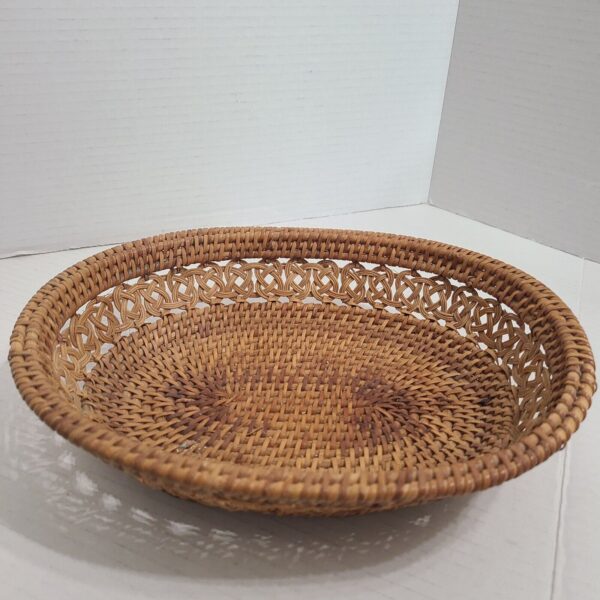 Natural Coiled Woven Boho Chic Rattan Irish Braided Detail Basket