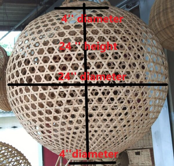 Natural handmade wicker cane rattan ceiling hanging light fitting free shipping - Image 6