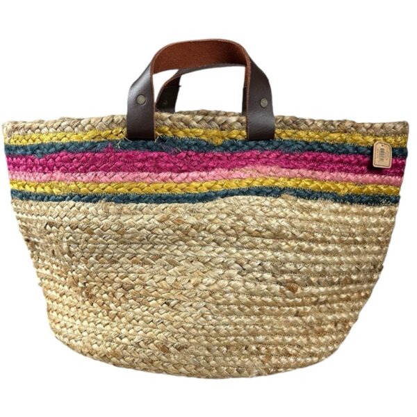 Natural Life Bohemian Market Basket Tote Leather Handles Straw Rattan XL NWT NEW - Image 2