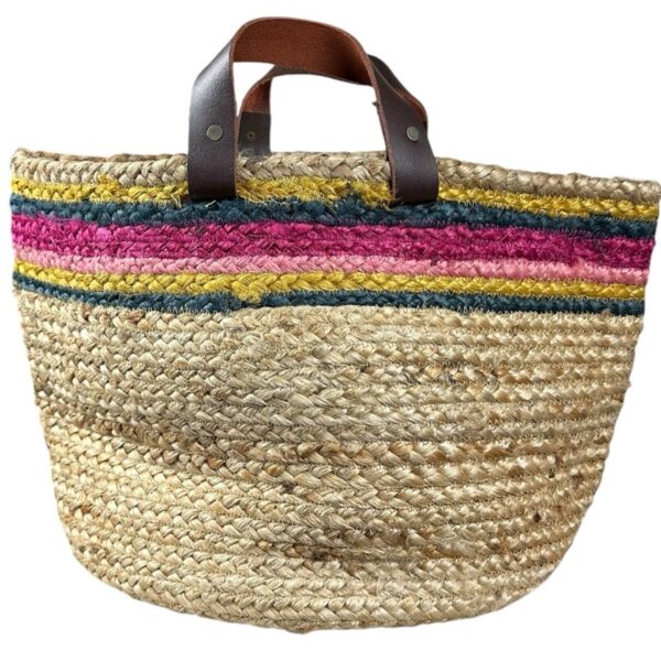 Natural Life Bohemian Market Basket Tote Leather Handles Straw Rattan XL NWT NEW - Image 4