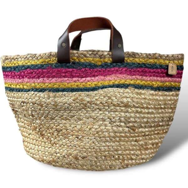 Natural Life Bohemian Market Basket Tote Leather Handles Straw Rattan XL NWT NEW