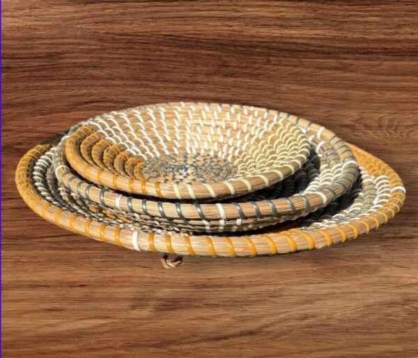 Natural Rattan Circular Woven Basket Wall Hanging Decor Plates Boho Cottagecore - Image 5