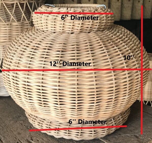 Natural Rattan Lamp Shade cane wicker hanging Pendant Light fitting 12 - Image 2