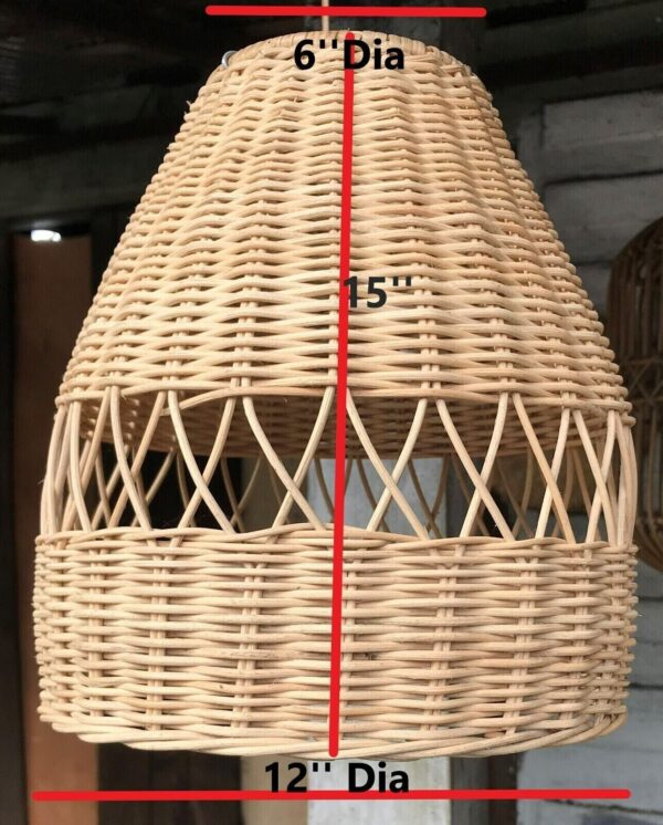 Natural Rattan Lamp Shade cane wicker hanging Pendant Light fitting 13 - Image 5