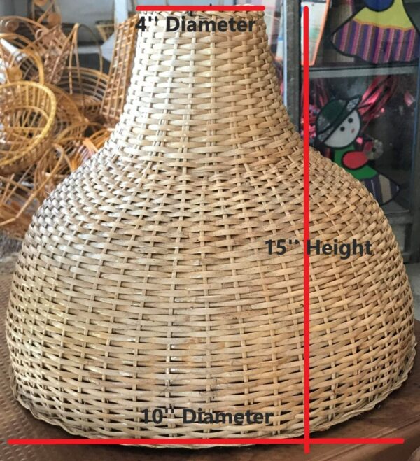 Natural Rattan Lamp Shade cane wicker hanging Pendant Light fitting 14 - Image 3