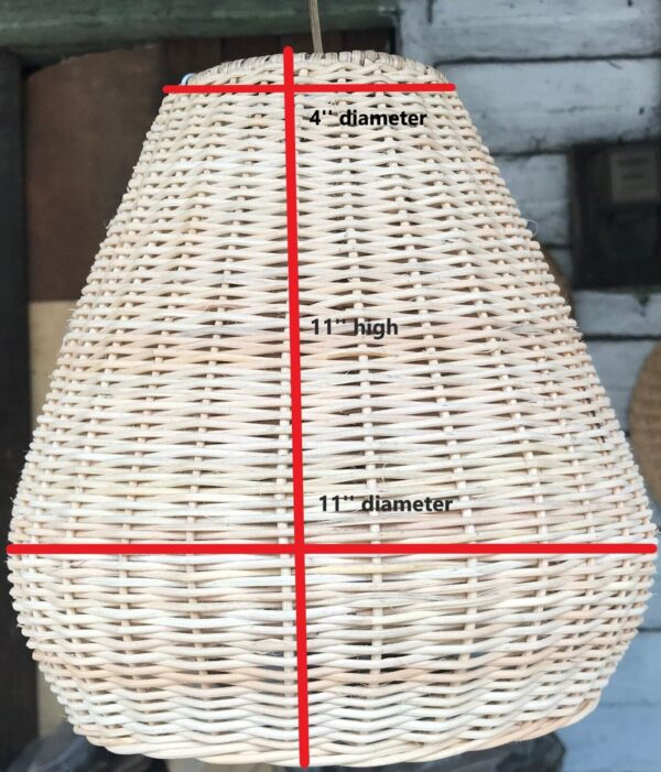 Natural Rattan Lamp Shade cane wicker hanging Pendant Light fitting 18 - Image 4