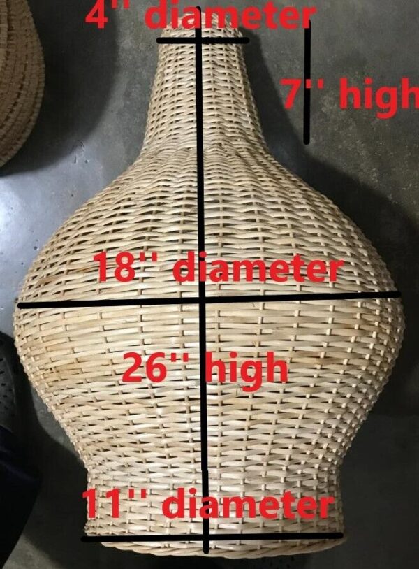 Natural Rattan Lamp Shade cane wicker hanging Pendant Light fitting 53 - Image 3