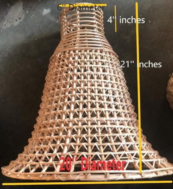 Natural Rattan Lamp Shade cane wicker hanging Pendant Light fitting 58 - Image 2