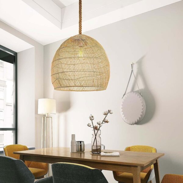 Natural Rattan Pendant Light Woven Lamp Shade Ceiling Light Handmade Lampshade