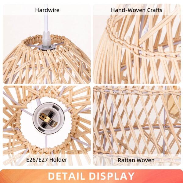 Natural Rattan Ceiling Lamp Woven Handmade... - Image 6