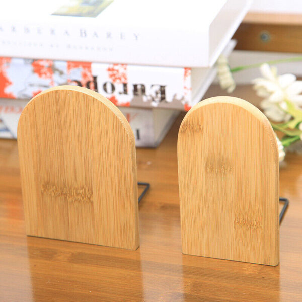 Nature Desktop Bamboo Organizer Bookends Book Ends Stand Holder Shelf Bookrack - Image 5