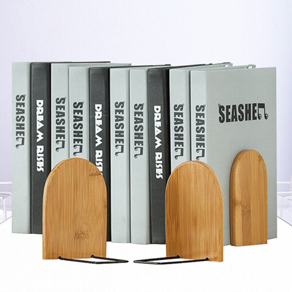 Nature Desktop Bamboo Organizer Bookends Book Ends Stand Holder Shelf Bookrack - Image 6