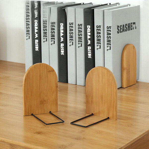 Nature Desktop Bamboo Organizer Bookends Book Ends Stand Holder Shelf Bookrack