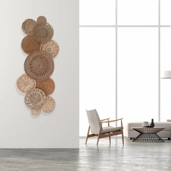 Neutral Tan Boho Handmade Basket Wall Decor - Set of 11 - Image 4