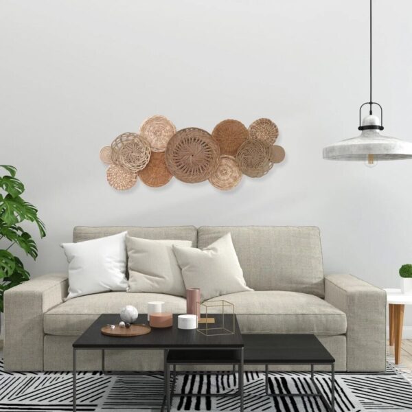 Neutral Tan Boho Handmade Basket Wall Decor - Set of 11 - Image 6