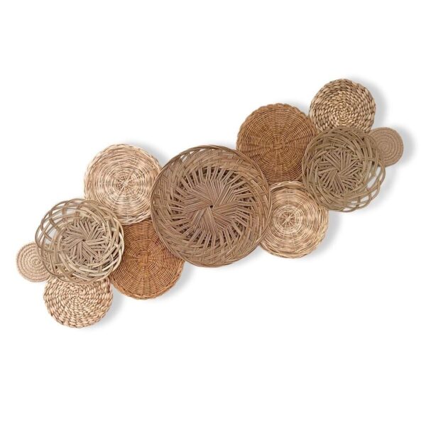 Neutral Tan Boho Handmade Basket Wall Decor - Set of 11