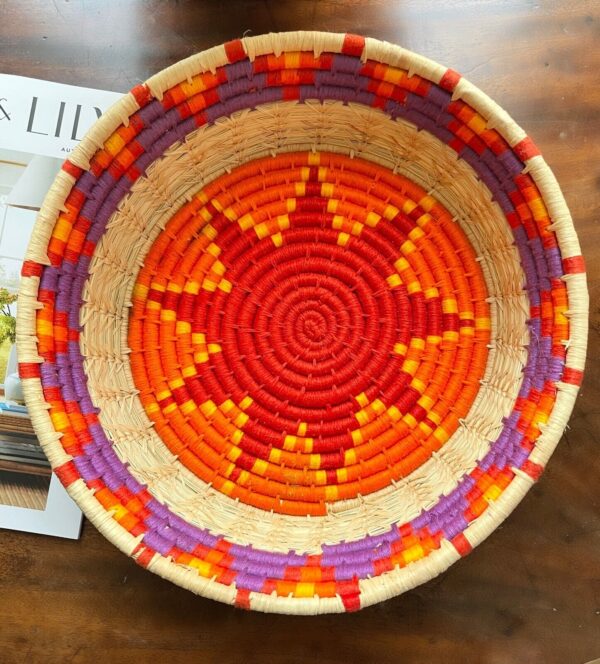 NEW~ Anthropologie Hand-Woven Raffia Basket Bowl | Wall Art Multicolor Large 11” - Image 2