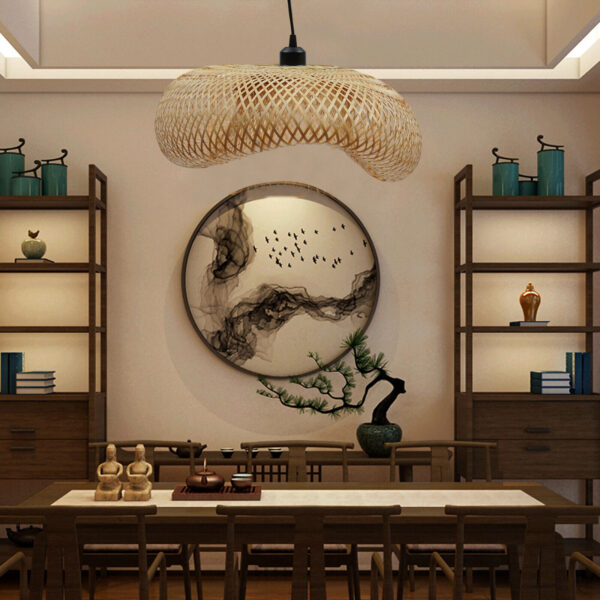 NEW Creative Bamboo Rattan Lampshade Pendant Light Hollow Woven Ceiling Light US