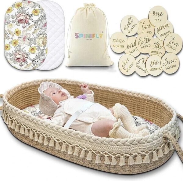 NEW Spinifly Baby Changing Basket Kit Macrame Boho Moses Basket, Portable...