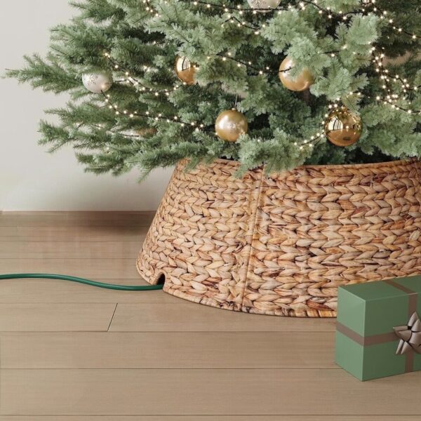 NEW West Elm Boho Rattan Wicker 28" Adjustable Christmas Tree Basket Stand Cover - Image 3