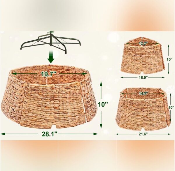 NEW West Elm Boho Rattan Wicker 28" Adjustable Christmas Tree Basket Stand Cover - Image 6