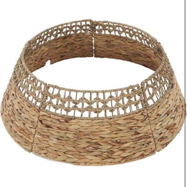 NEW West Elm Boho Rattan Wicker Grass Christmas Tree Basket Collar Skirt - 28" D - Image 3