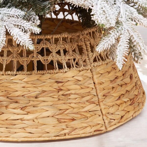 NEW West Elm Boho Rattan Wicker Grass Christmas Tree Basket Collar Skirt - 28" D - Image 4