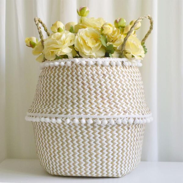 Nordic Woven Basket Boho Home Decor Storage Solutions straw Baskets - Image 2