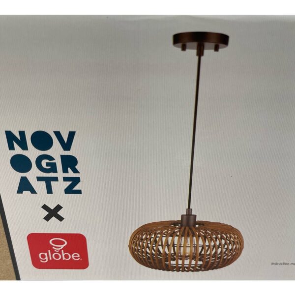 Novogratz x Globe Drum Pendant Bohemien Natural Rattan Light Fixture - Image 2