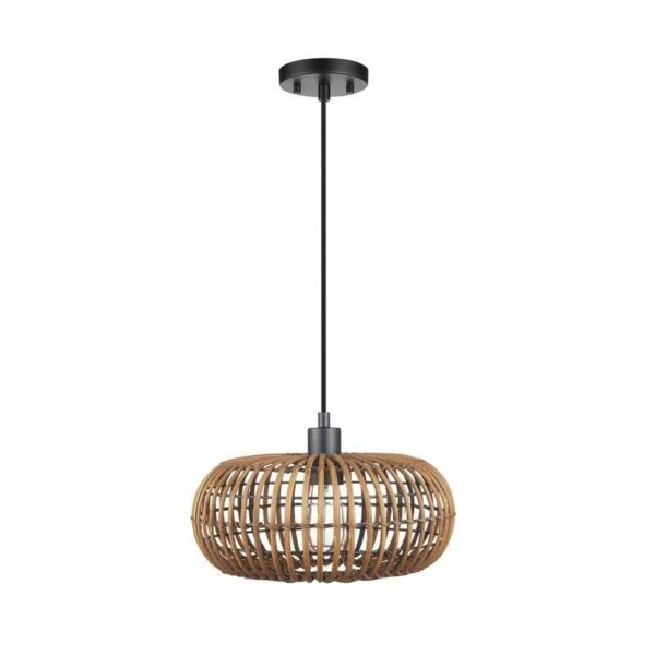 Novogratz x Globe Drum Pendant Bohemien Natural Rattan Light Fixture