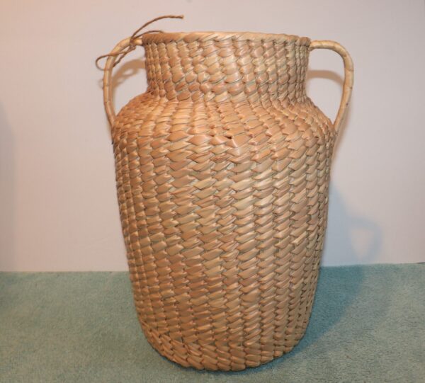 NWOT Wicker Rattan Jug Shaped Vase Large 13" 2 Handles Boho Decor Baskets